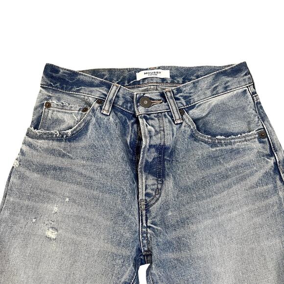 MOUSSY Vintage Jeans Womens 25 Blue Distressed Straight Leg Ankle Length Denim - Picture 3 of 10